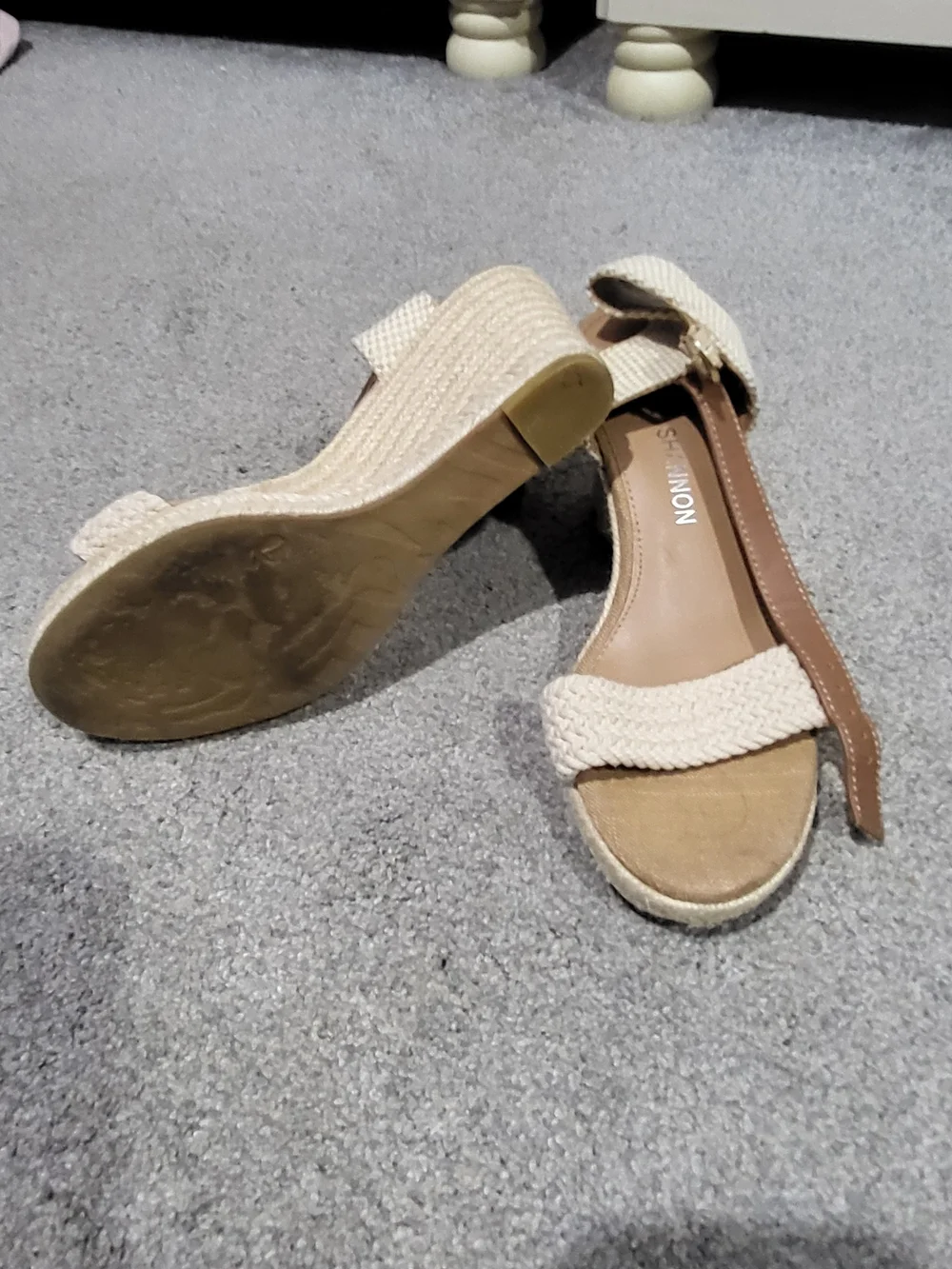 Michael Shannon Cream Braided Espadrille Wedge Sandals - Women's